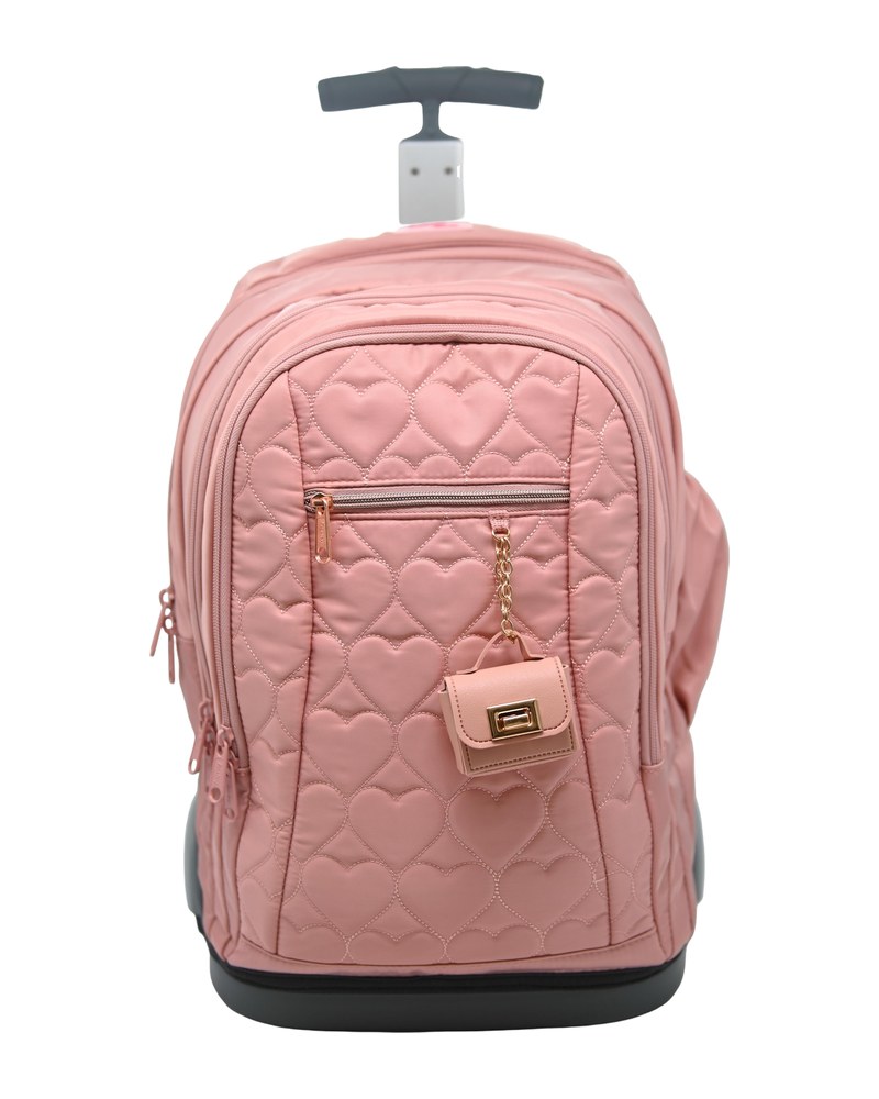 תיק טרולי קוויליט ורוד + תיק מיני